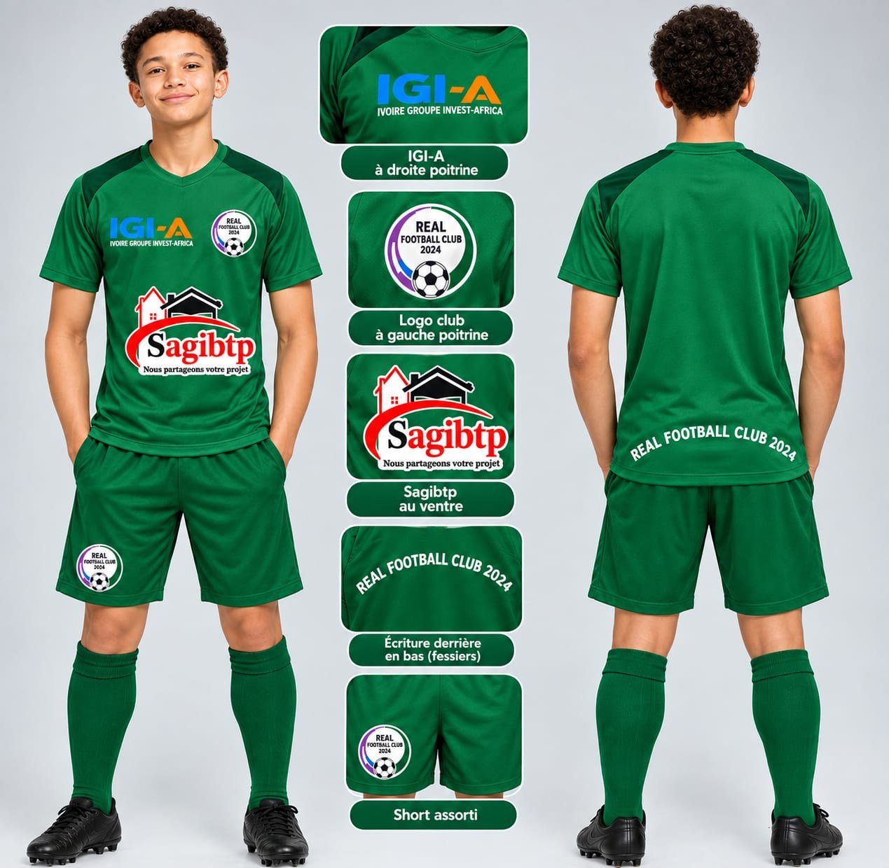 Maillot domicile vert RÉAL FOOTBALL CLUB saison 2026-2027